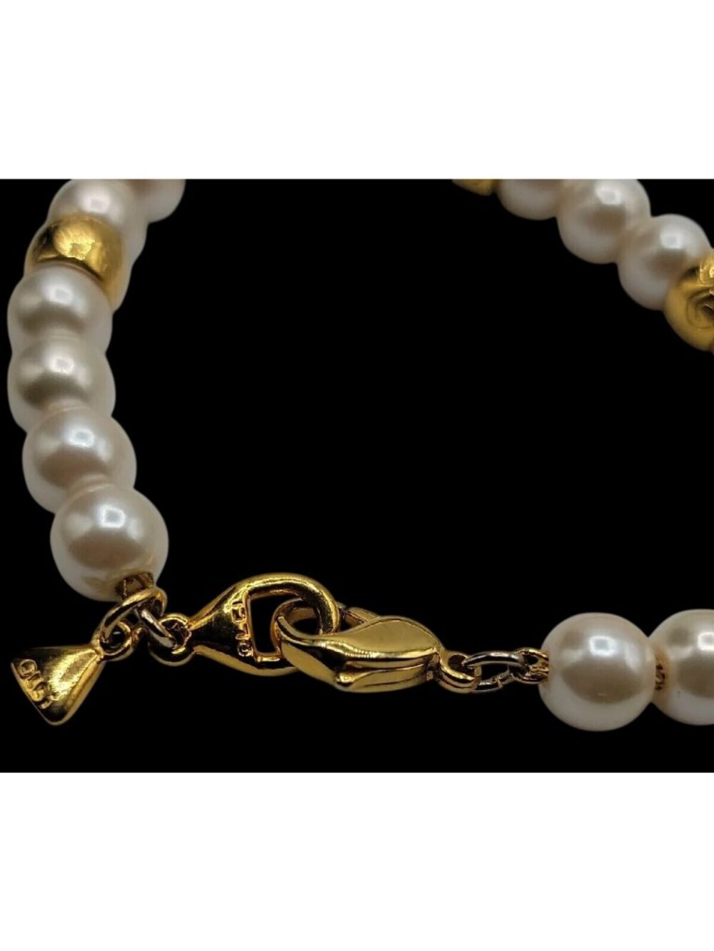 Vintage LCI Liz Claiborne Faux Pearl Gold Tone Bead Bracelet 1990s 7.5" Cable - Picture 13 of 13
